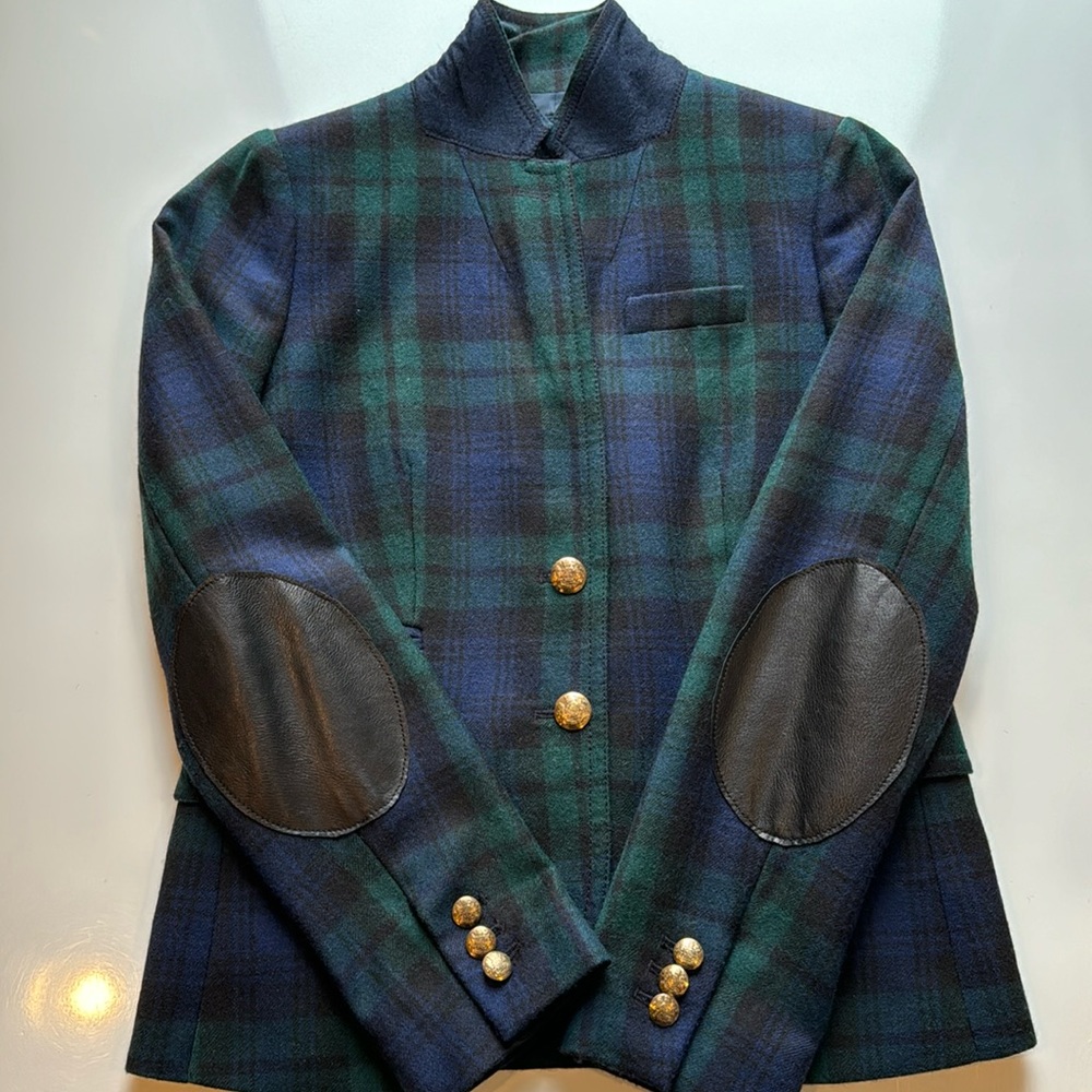 J.Crew Navy & Green Plaid Schoolboy Blazer. Size 0.